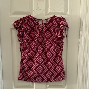 Banjanan Fuchsia and White Geometric Blouse